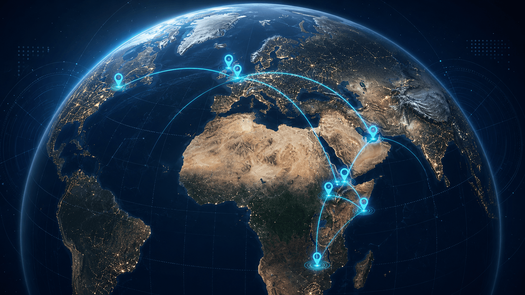 Operating footprint map visual focused on Africa, the Gulf, and international coordination